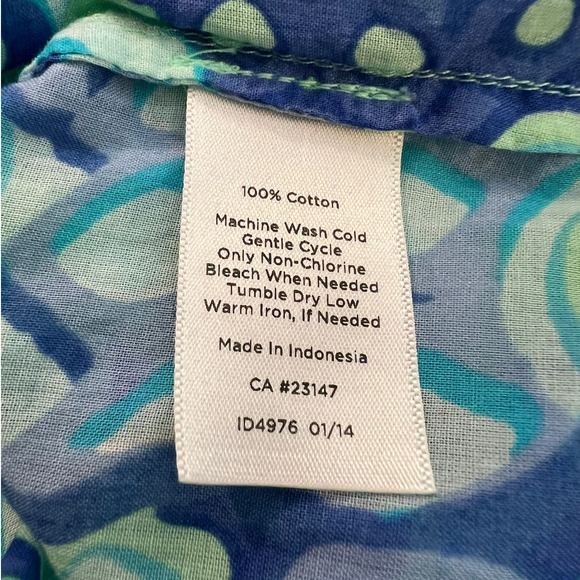 Talbots Sleeveless Blouse in Blue and Green Abstract Print Size 10 - Picture 5 of 5